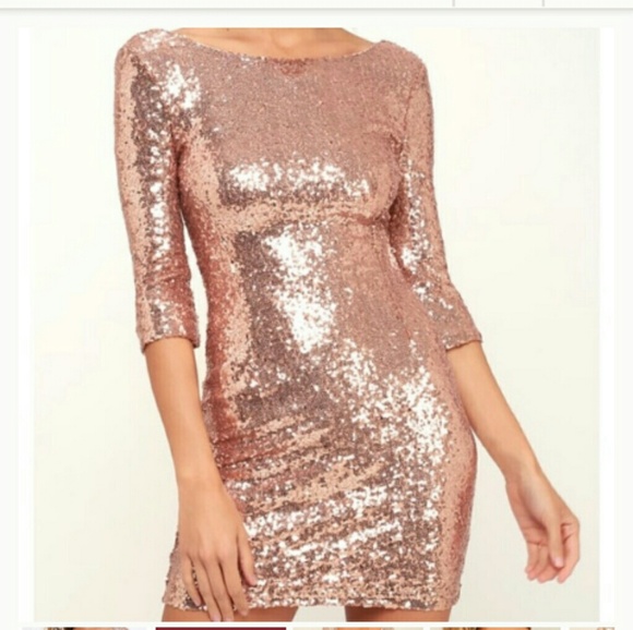 Lulus Dresses & Skirts - 💕Lulu's Rose Gold Sequin Delightful Ways Dress
